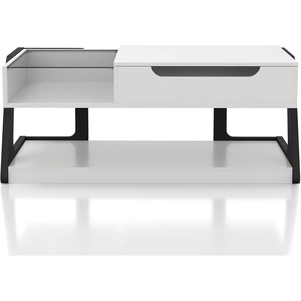 

Деревянный журнальный столик в деревенском стиле с верхним хранилищем 50 дюймов. для гостиной, спальни или дина, белый