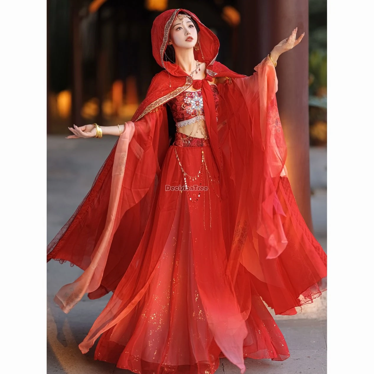 

2024 chinese ancient western region dance garment dunhuang feitian improved exotic daily hanfu gorgeous fairy folk dance clothes