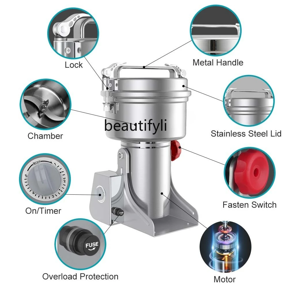 مطحنة مسحوق عشبية صينية محمولة صغيرة الحجم من حبوب القهوة والفلفل