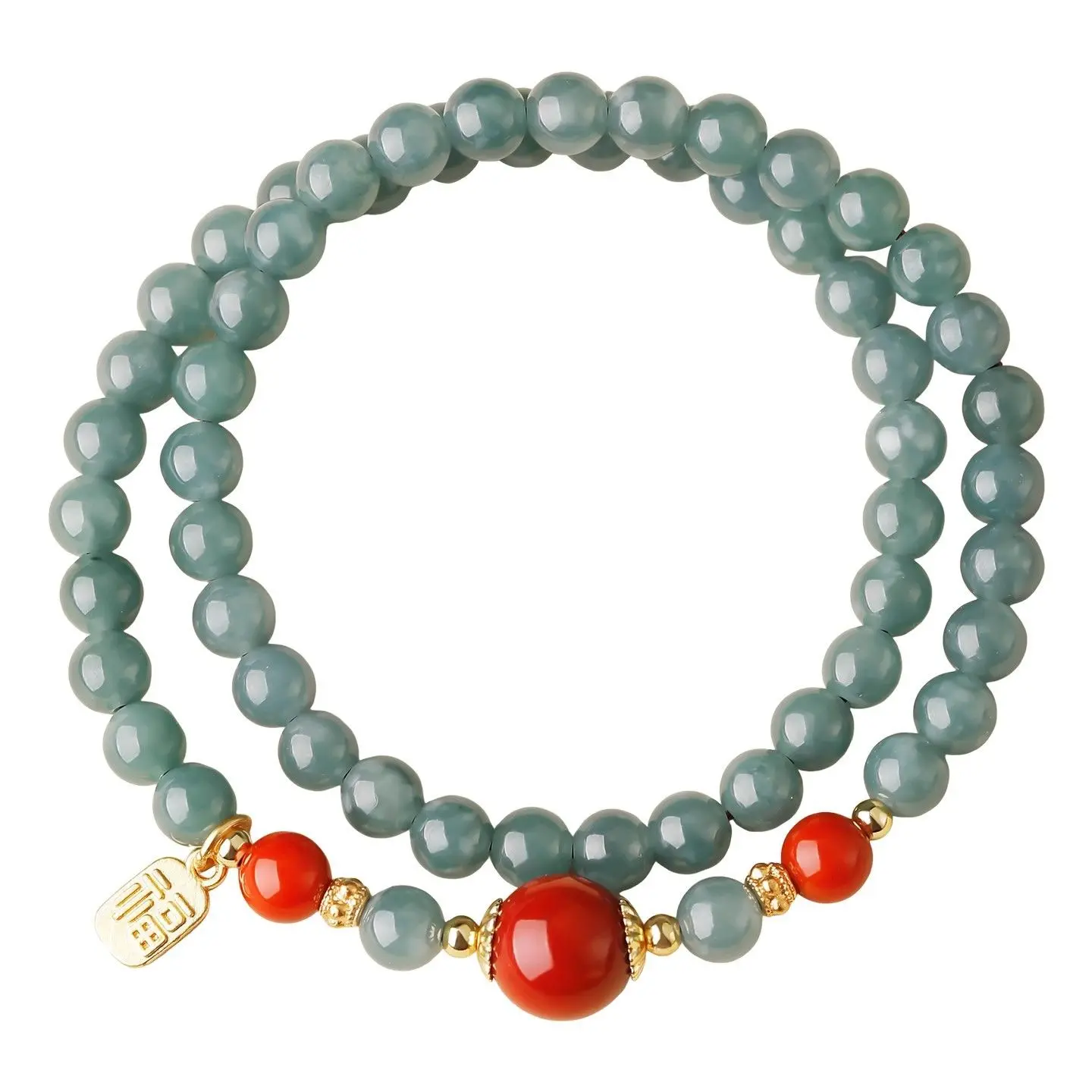 Double Layer Jade Bracelet For Women Men Couple Chinese Style Red Agate Fu Pendant 2026 Fashion Jewelry Gift For Birthday Daily view 6