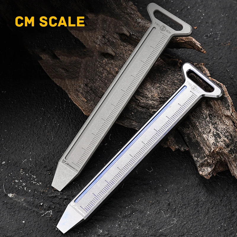 Crowbar Titanium Alloy Multi-functional Ruler Nail Puller Bottle Opener Outdoor Self-defense Tool Portable Keychain Window Break