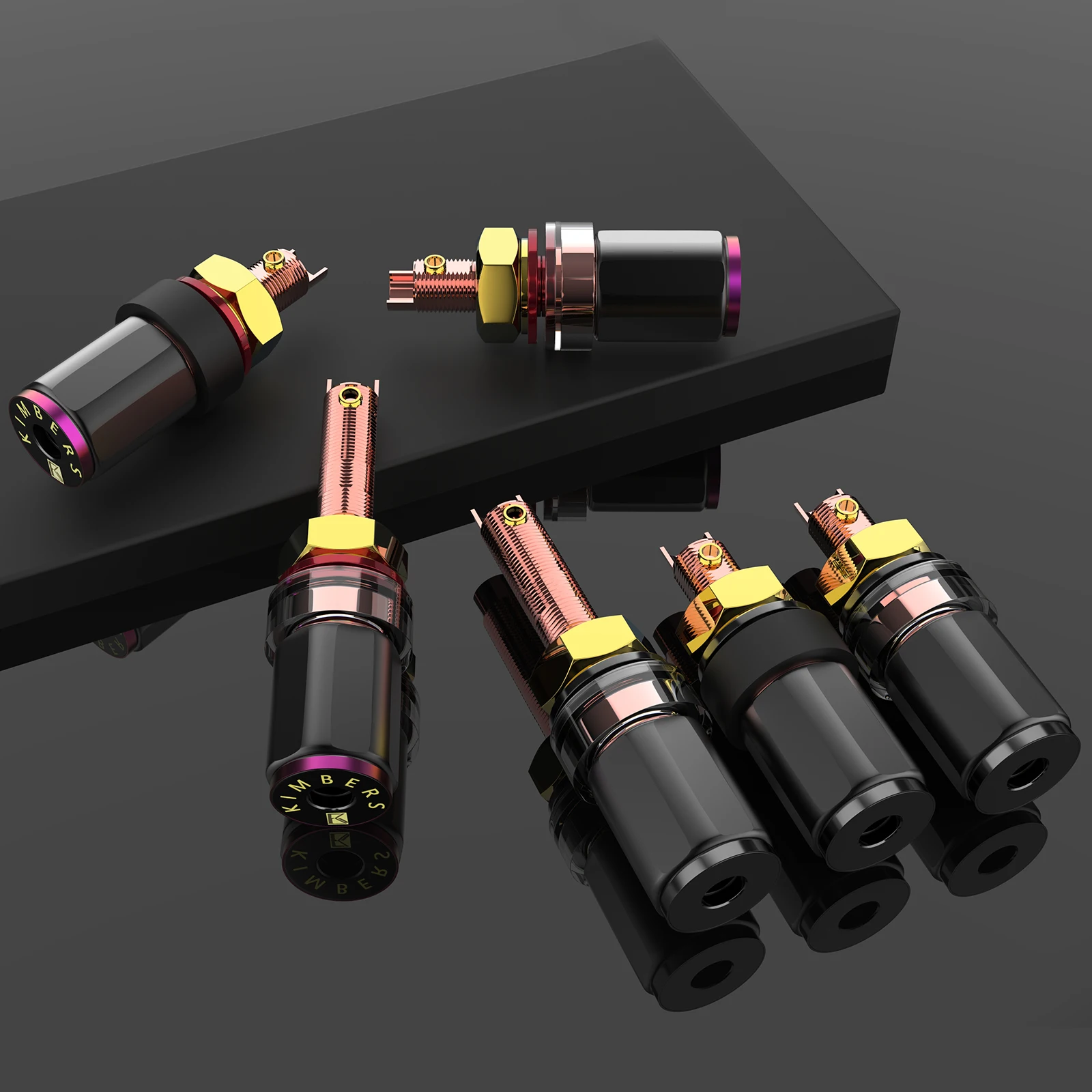 4 8 Cái XSSH Âm Thanh OEM HIFI Thực Đỏ Đồng Chuối Cắm Nữ Ổ Cắm Loa Điện Thoại Kiêm Pin Dự Phòng Và Đế Dựng Di Động Xem Phim 3 Trong 1 Bộ Khuếch Đại Đầu Dài ngắn Liên Kết Bài