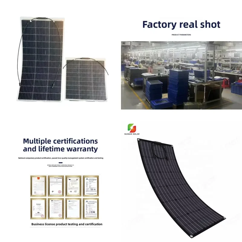 Wear Resistant 100W ETFE Flexible Solar Panel Semi Flexible Fiberglass Easy Peel and Stick Installation for Global Outdoor