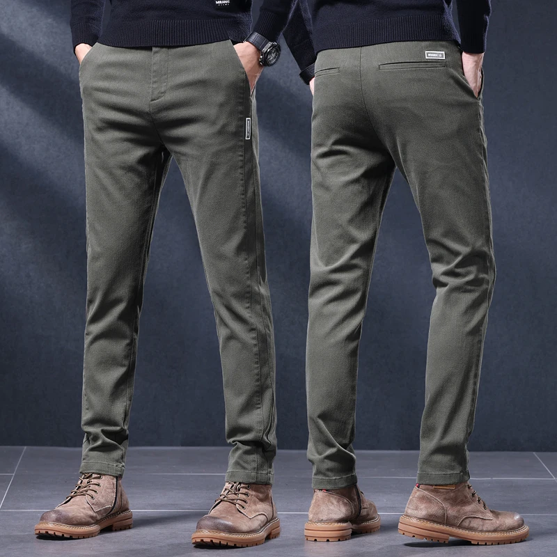 Classic Slim Fit Mens Casual Pants Breathable Straight Stretch Korean Business Trousers Spring Autumn New Fashion Male Clothing
