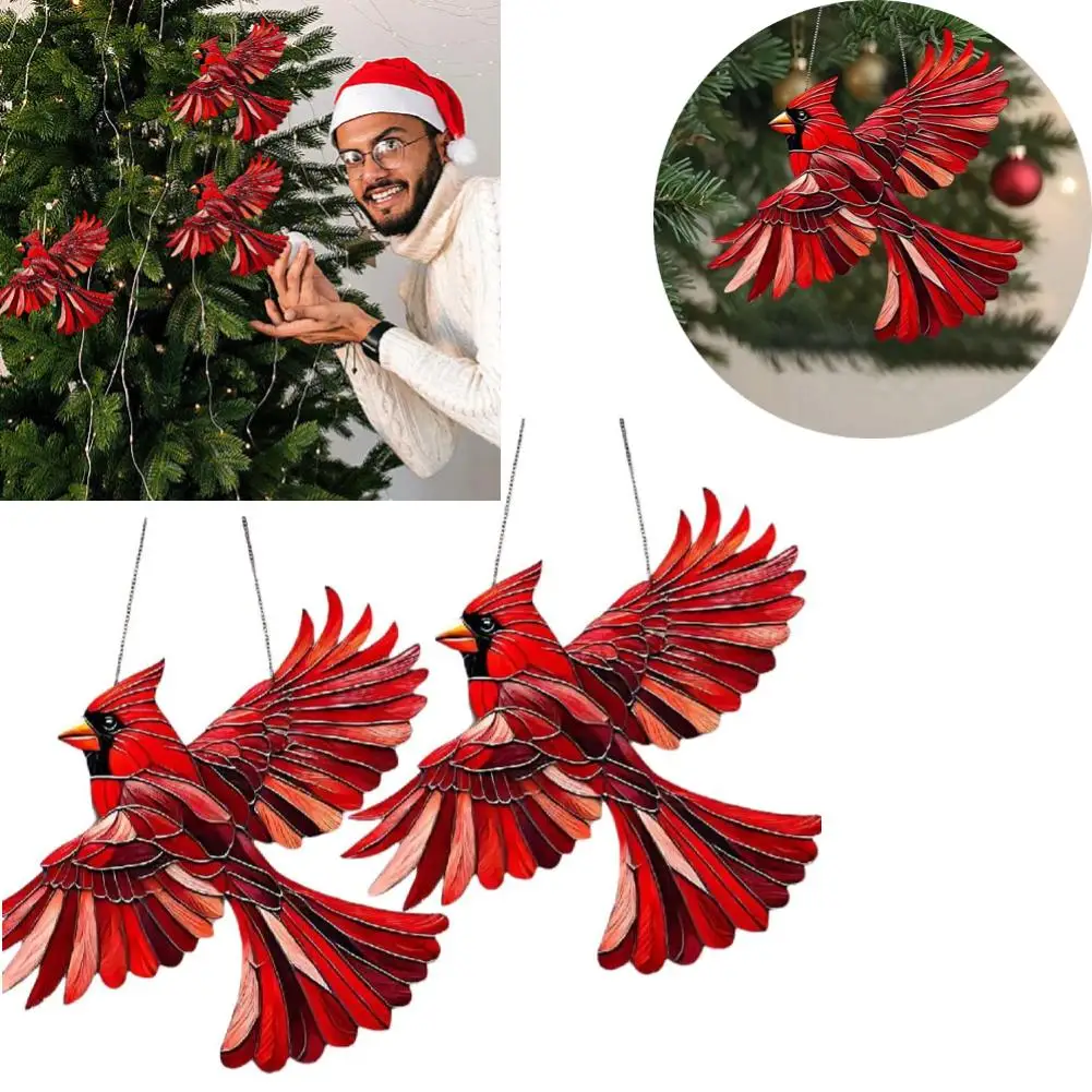 Winged Cardinal Christmas Red Cardinal Christmas Ornament Cardinal Christmas Tree Decoration Suncatchers Garden Farmhouse Craft