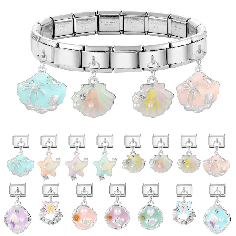 WG 1pc Italian Modular Bracelet Ocean Butterfly Seashell Star Moon Pendant For DIY Modular Bracelet Jewelry Accessories