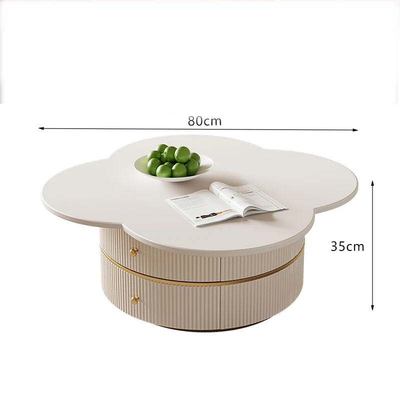 Mesa de centro nórdica que ahorra espacio, mesas de centro modernas únicas redondas de lujo para sala de estar, mesa minimalista blanca, muebles bajos