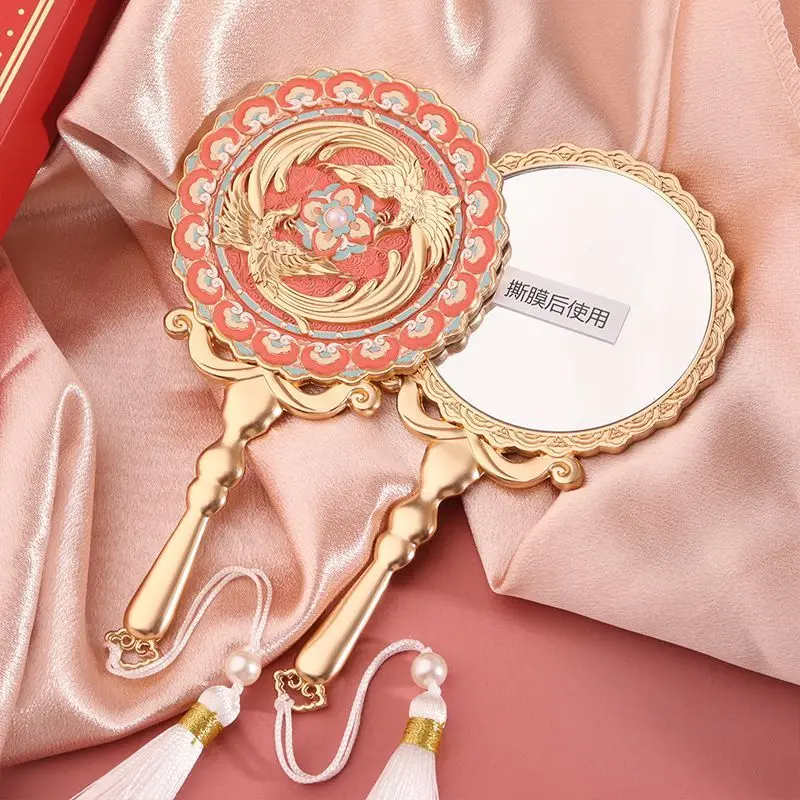 

Vintage Metal Desktop Makeup Mirror Simple Portable Handheld Makeup Mirror Student Compact Luxury Mirror Gift