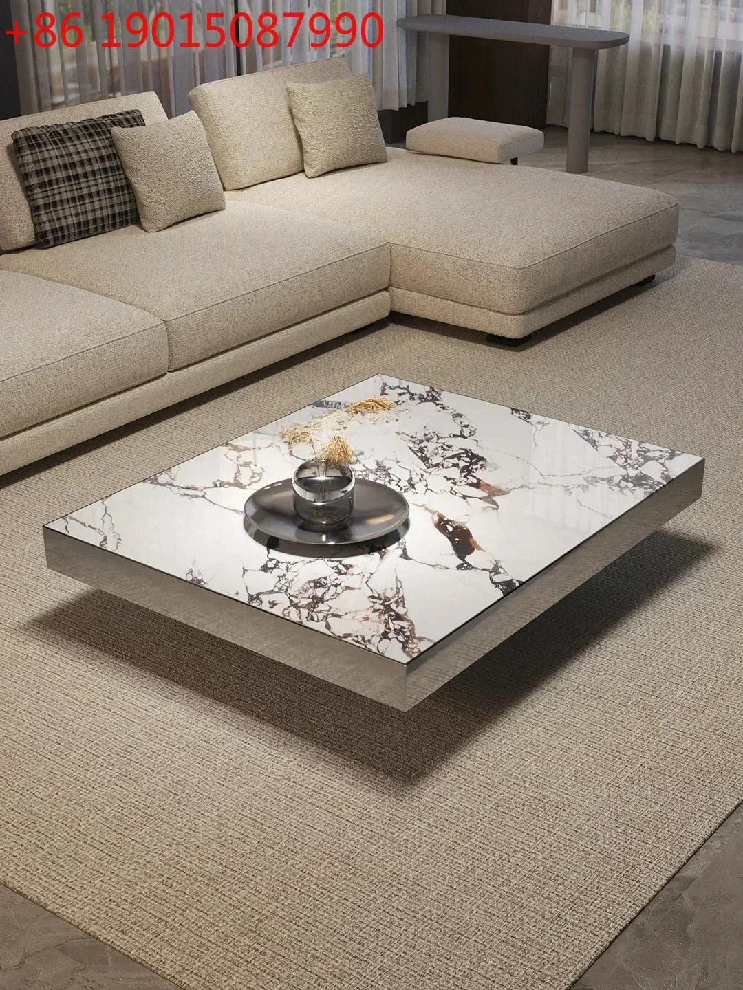 

Элитный журнальный столик для гостиной из натурального мрамора, квадратный чайный столик, легкий роскошный кофейный столик