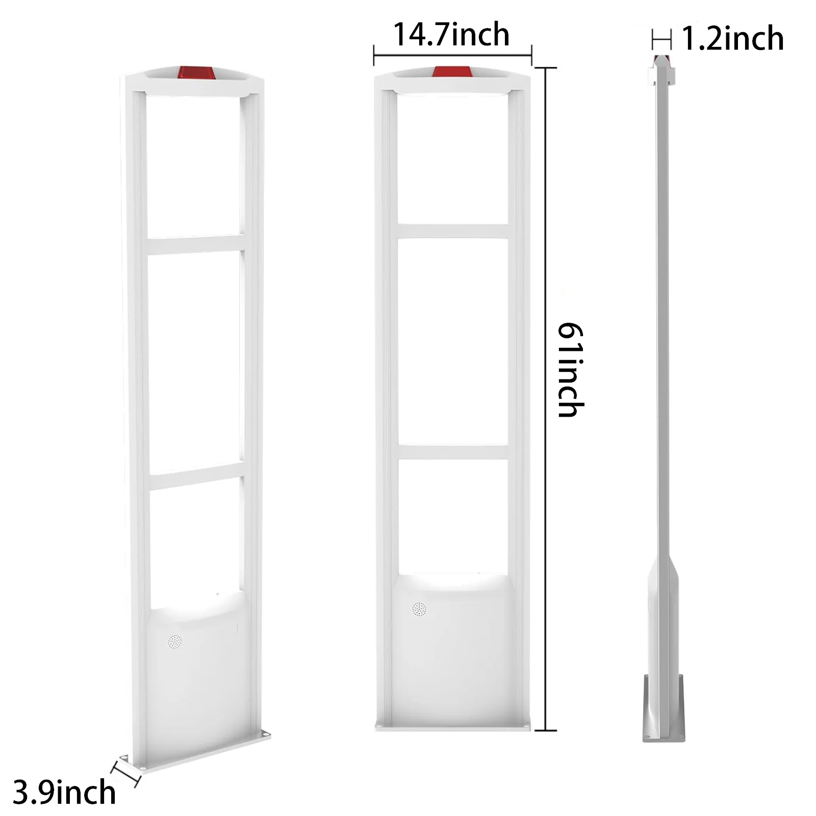 ประตูนิรภัย RF 8.2MHz สำหรับซูเปอร์มาร์เก็ตวัสดุ ABS สีขาวเสียงและไฟเตือนป้องกันการโจรกรรมสำหรับร้านขายเสื้อผ้า