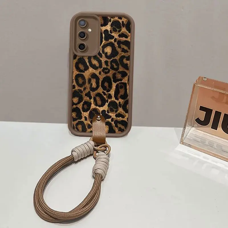 Fashion leopard print Lanyard Case For Samsung galaxy A56 A55 A54 A15 A05 A06 M06 A16 S24FE S25edge Sexy women Cover Cases A 56