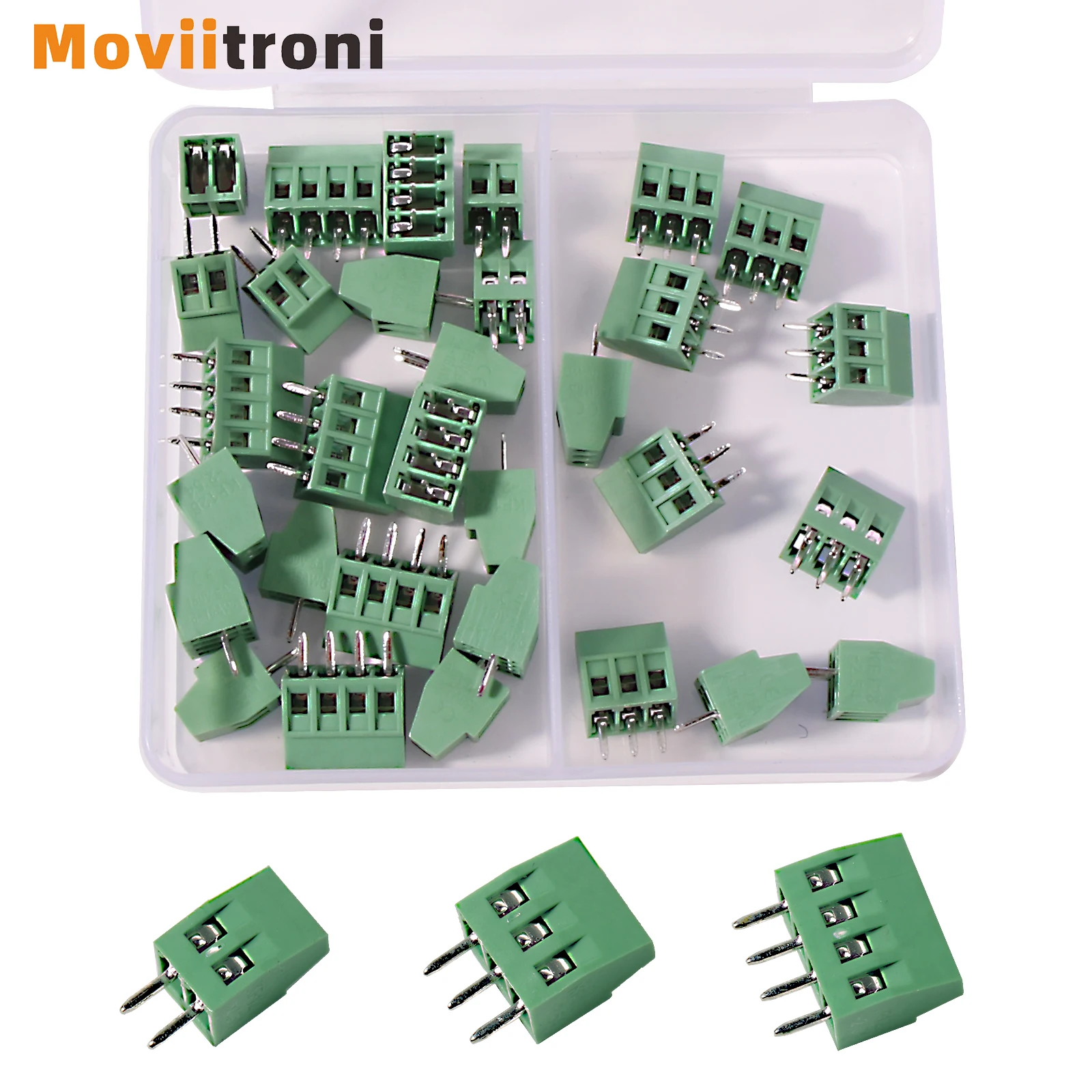 30pcs Screw PCB Terminal Block Connector Kit KF128-2.54 2Pin 3Pin 4Pin