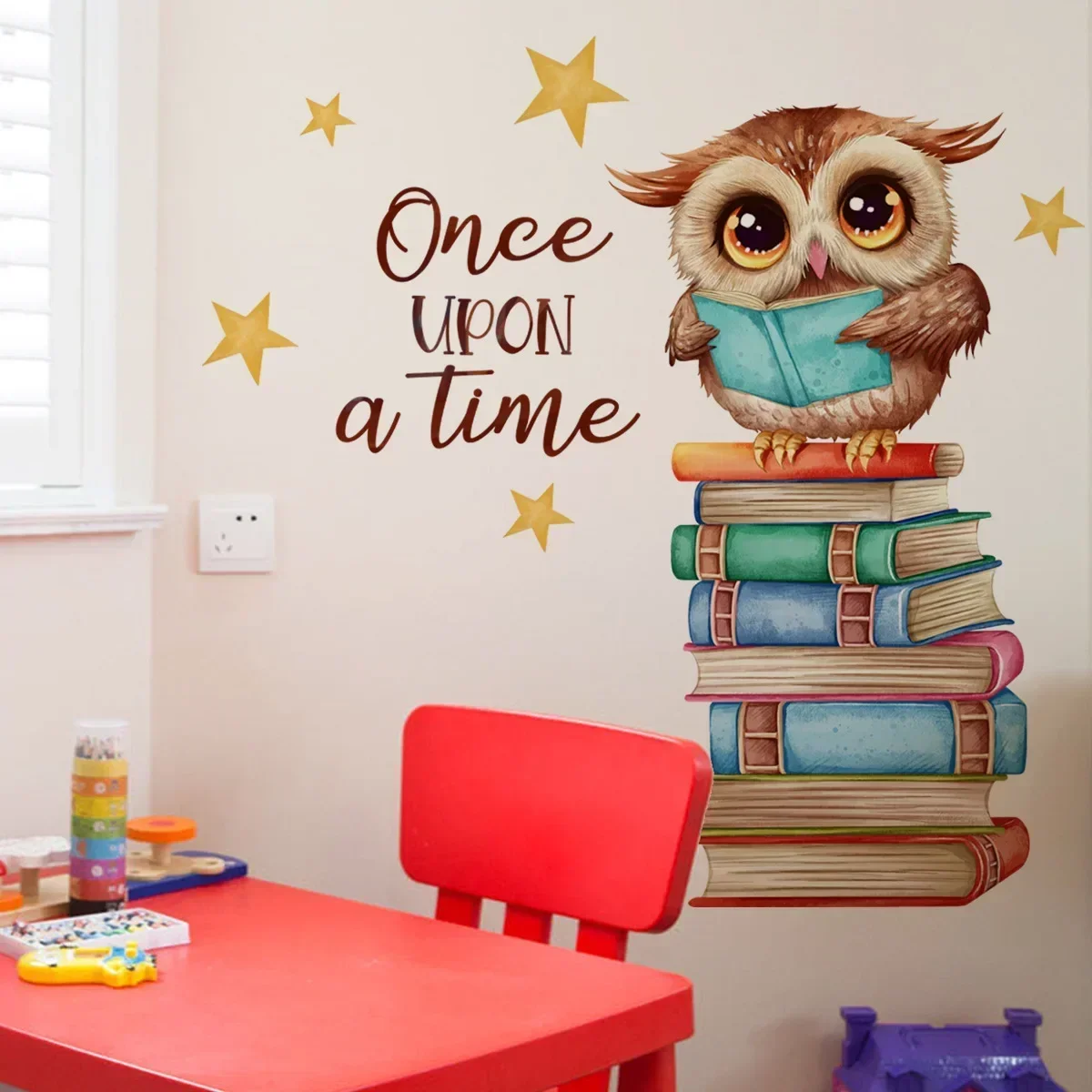 Cartoon Lovely Animal Owl Wall Stickers For Kids Room Love Study Book Kindergarten Warm And Sweet Home Decoration Wall Decals