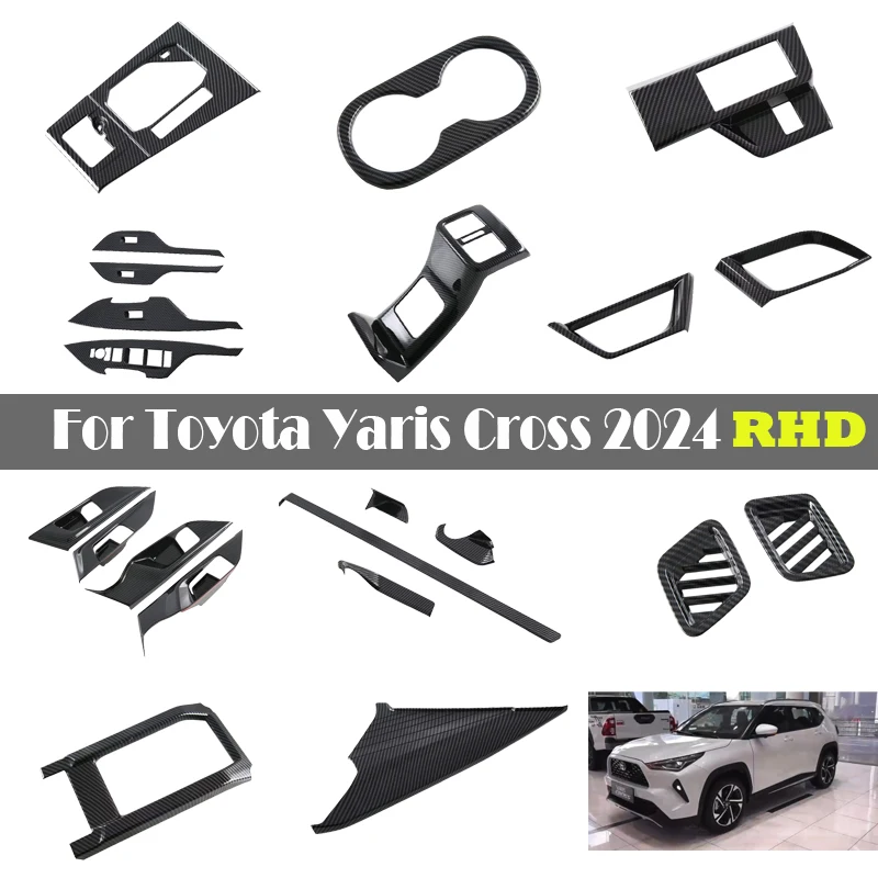 RHD لتويوتا يارس كروس 2024 2025 مقبض الباب الداخلي نقل التحول الأكشاك والعتاد مخرج تيار متردد تنفيس غطاء إطاري الكسوة #1