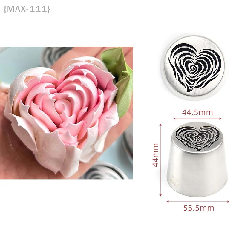 Russian Flower Piping Tip Stainless Steel, Large Rose Heart Icing Nozzle For Decorating Cakes Marshmallow, Baking Tools