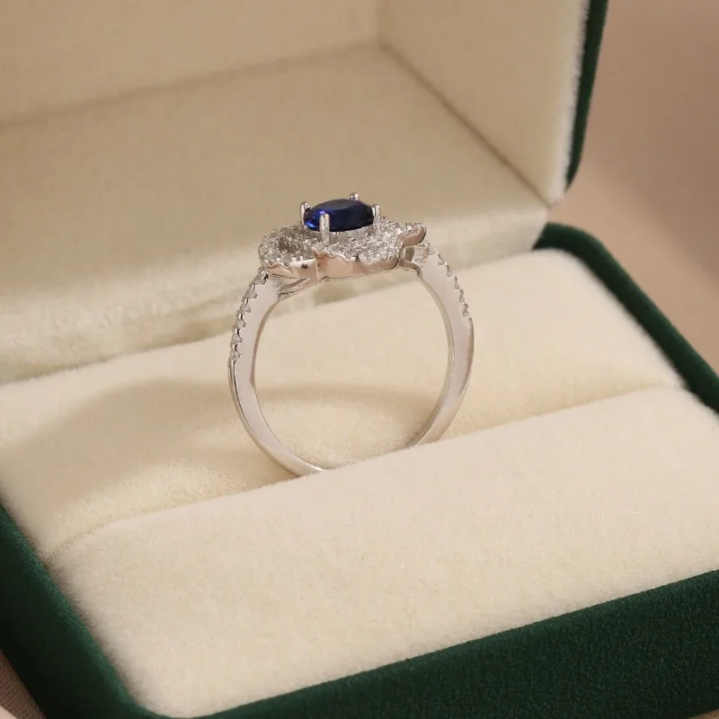 خاتم الياقوت ذو شخصية بسيطة من الفضة S925 الجديد مع خاتم بتصميم أنيق من الماس