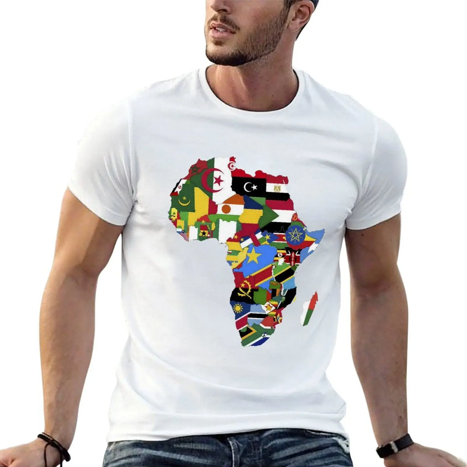 

Africa map with flags T-Shirt cotton t shirts man 100% t shirts for man cotton soft t shirts designer T-shirt