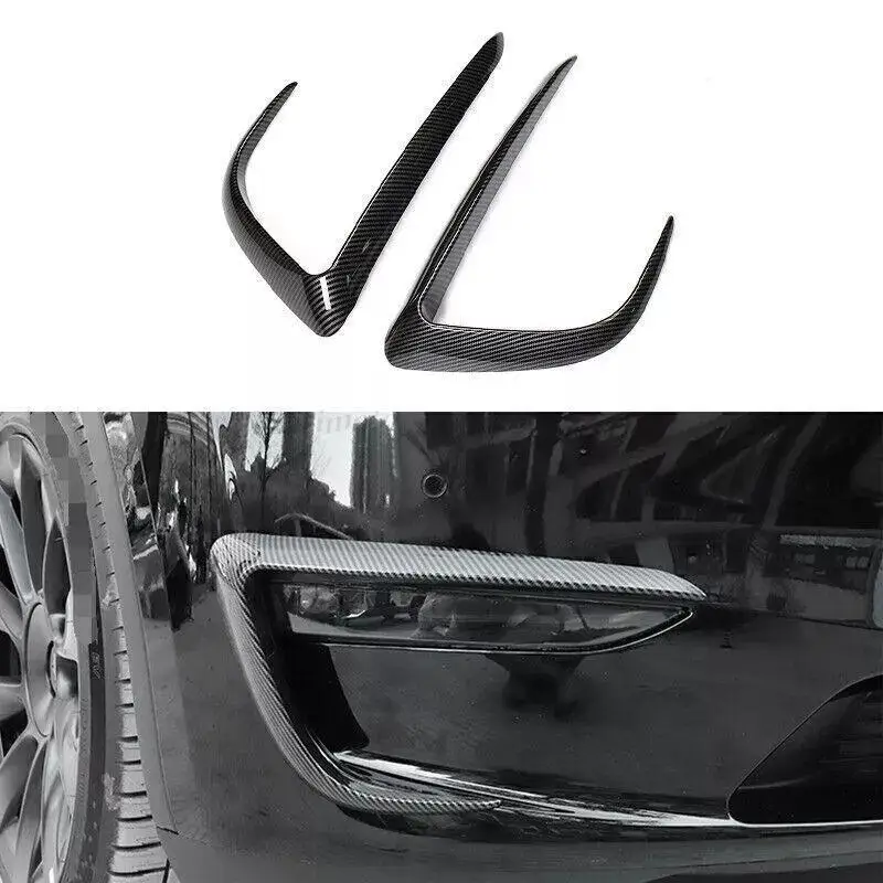 Real Carbon Fiber Car Exterior Front Bumper Fog Light Eyebrow Frame Trim For Tesla model Y