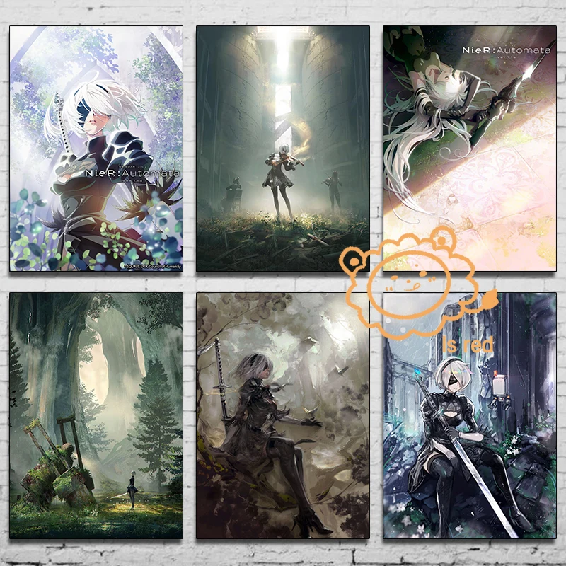 Nier Automata Anime Fight Game Poster Cool Sexy Girl Canvas Painting Poster Wall Art Decoration For Home Living Room Decoration