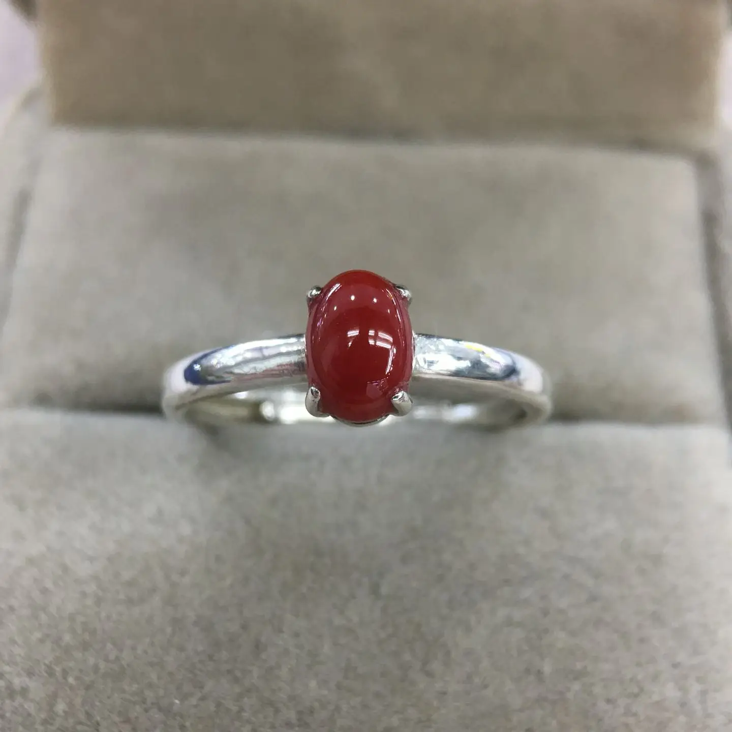 

Certificated 925 Silver Natural Precious Coral Open Ring For Women Minimalism Red Gems Finger Band Solitaire Luxury Fine Jewelry