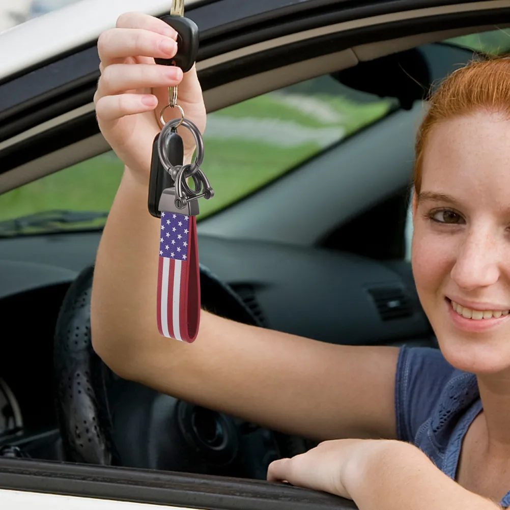 2Pcs Patriotic American Flag Keychains DIY Metal Car Key Rings for Men Women Usa Flag Backpack Bag Key Holders Independence Day