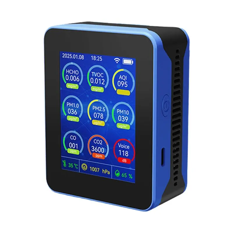 Must Have Air Quality Monitor Multi-Function Air Quality Monitor Indoor Air Quality Meters HCHO/TVOC/PM2.5/PM10/CO/CO2 Tester BL