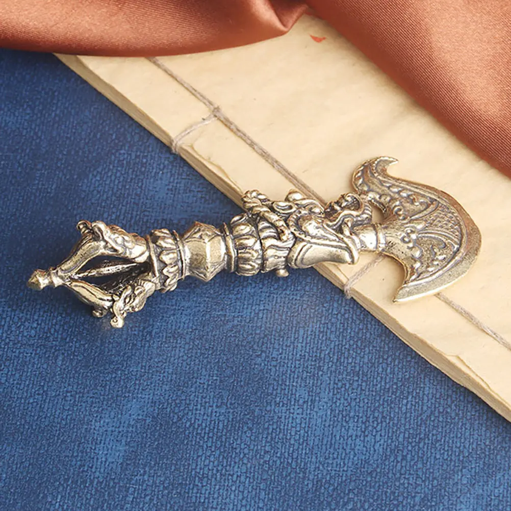 Mini Vajra Pestle Brass Ornament Tibetan Buddhism Pestle Decor Desktop Art Piece Home Decoration Religious Brass Craft Creative - view 3