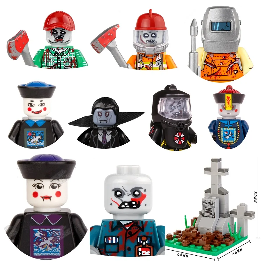 

Halloween Set Michael Myers China Zombie Hat War Building Block Vampire Skeleton Pumpkin Mini Action Figure Toy