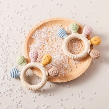 Silikon bebek diş kaşıyıcı oyuncaklar 0-12Month gıda sınıfı tulumları anksiyete diş halkası duyusal oyuncaklar silikon hayvan yatıştırıcı aksesuarları