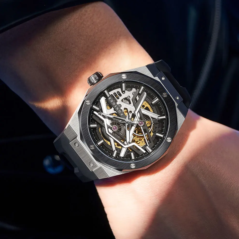 2025 New Men's Watch Automatic Movement Mechanical Tourbillon Watch Skeleton Design Stainless Steel Case Waterproof Men's Watch