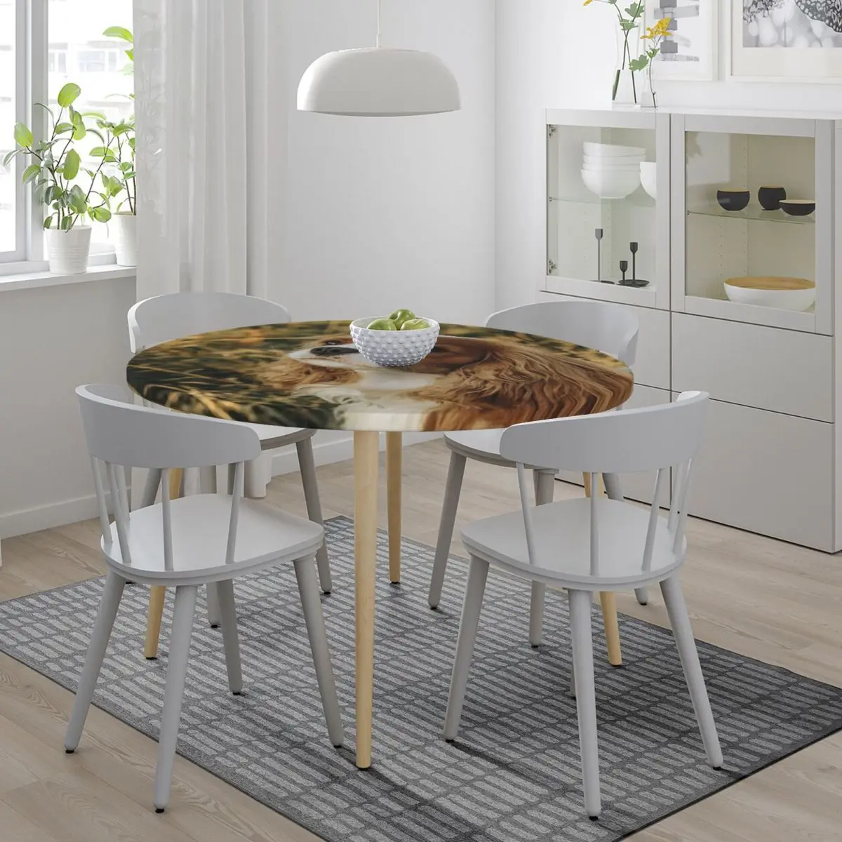 Custom Cavalier King Charles Spaniel Square Waterproof Round Tablecloth Oilproof Table Cloth Kitchen Events Dining Table Cover