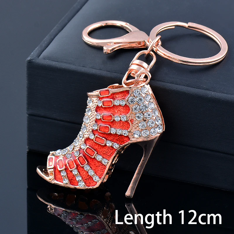 SINLEERY High heels Sexy Mouth Key Ring Jewelry Red Black Cubic Zirconia Keychain Fashion jewelry