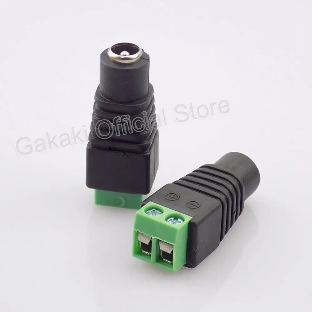 Connecteur DC femelle et mâle, adaptateur de prise jack d'alimentation, connecteur de câble pour bande lumineuse LED, caméra CCTV, 2.1x5.5mm