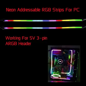 NEON 주소 지정 가능한 RGB PC LED 스트립, 확산 레인보우 마그네틱 ARGB 스트립, 5V 3 핀 아우라 싱크 기가바이트, 12 개 스트로, 2×15.7 인치  Best5