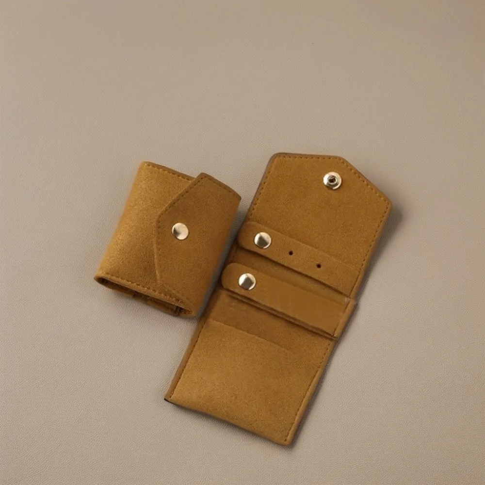 

New Mini Jewelry Storage Bags Microfiber Leather Snap Button Earring Ring Organizer Gifts Packaging Pouch