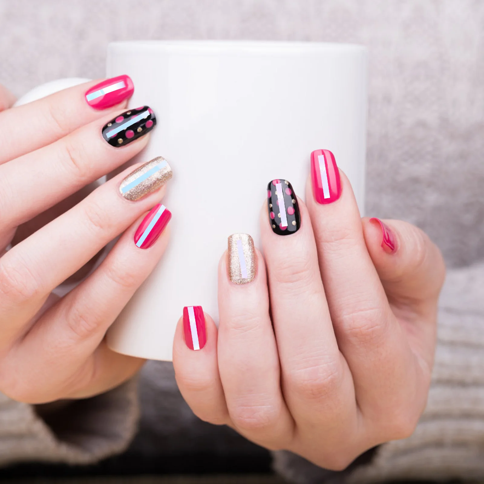 

Nail Stickers 4 Boxes Geometric Line Decals Art Adhesive Accessories DIY Manicure Fingernail Glass Sticker Safe Durable