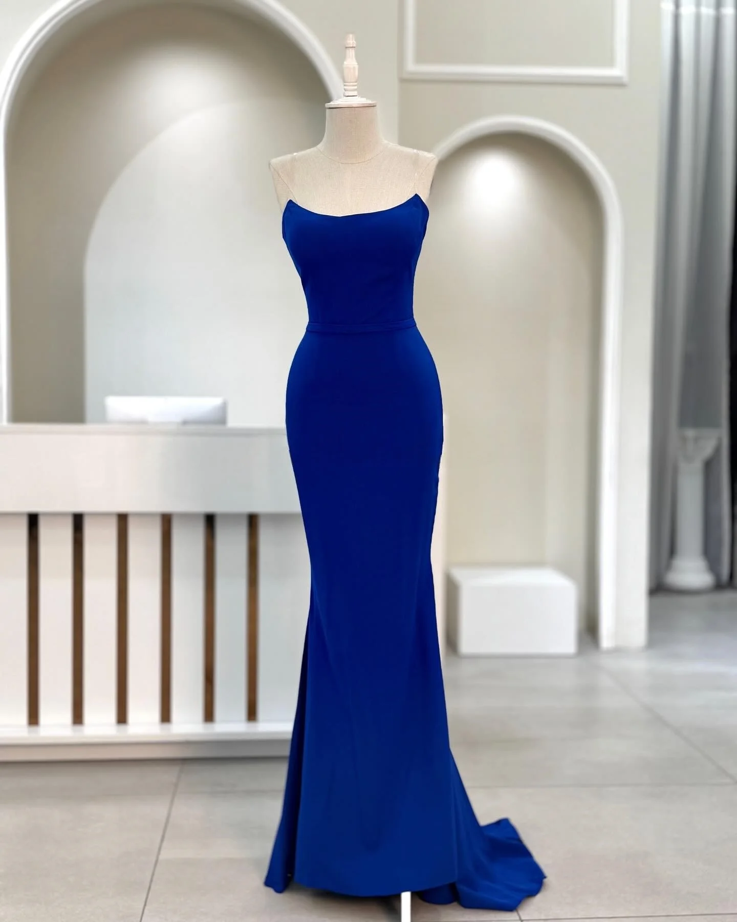 

Customized Luxury Mermaid Jersey Evening Dresses Strapless Sleeveless Panel Train Special Occasion Gowns High Quality