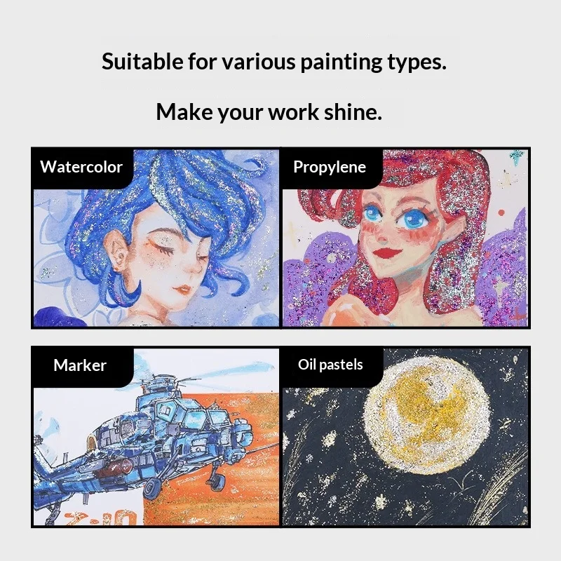 15 Color Painting Decoration Particles Extreme Diamond Pearl Watercolor Solid Pigment Acrylic Marker Painting Art Supplies