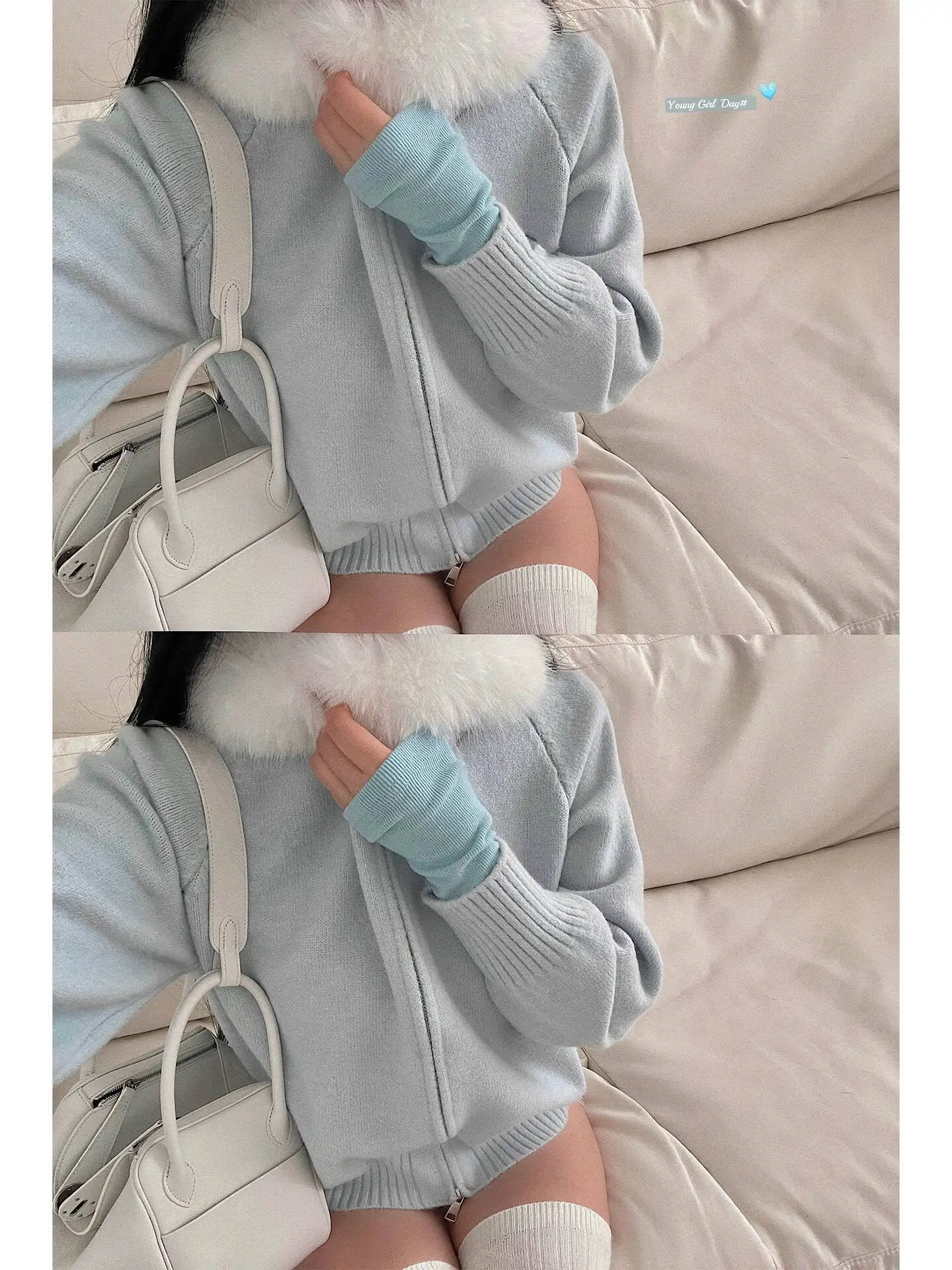 Puro desejo estilo suave solto emagrecimento gola peluda com capuz zíper camisola de malha cardigan casaco moda sexy casaco feminino is2c