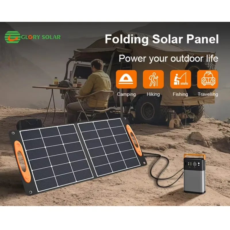 200W Foldable Portable Solar Panel Power Bank Energy Storage with Mono Solar Cell for Camera