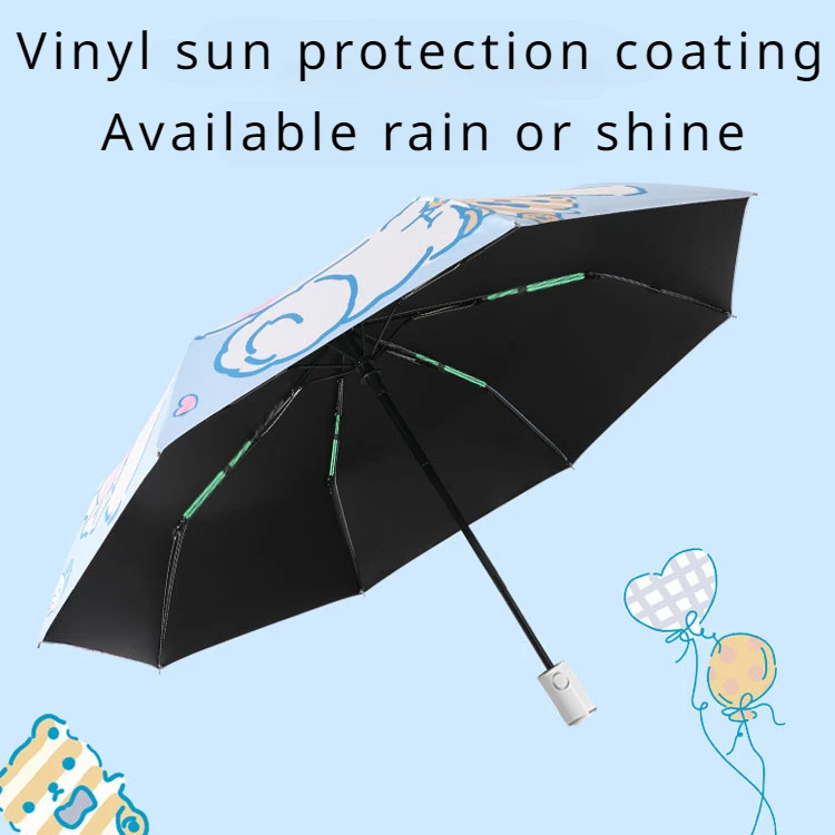 Sanurgente-Parapluie Pliant existent avec Revêtement Noir, Grille Pare-chocs, Protection UV, Soleil, Pluie, Utilisation des Touristes Ensolenommée, Cinnamoroll, Cadeaux