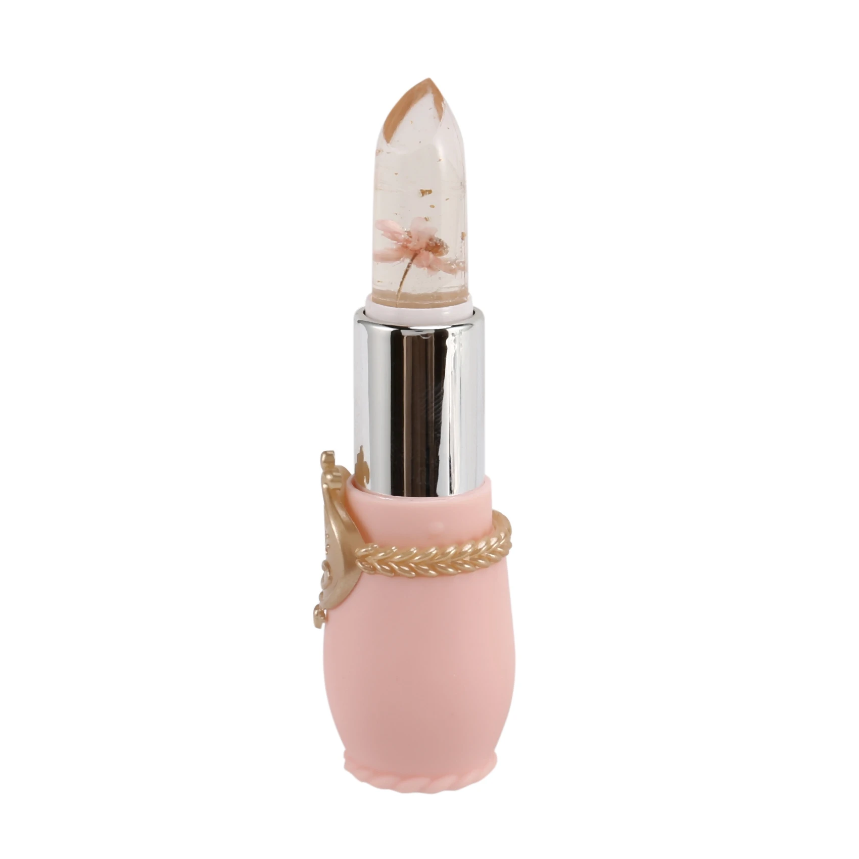 Belleza flor cristal jalea lápiz labial cambio de temperatura Color bálsamo labial maquillaje rosa claro