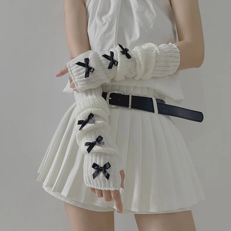 جرلي اليابانية الشريط الذراع كم الألفية هوتي الحياكة كومة الأكمام شهوة نقية الرياح تسرب إصبع قفاز كم