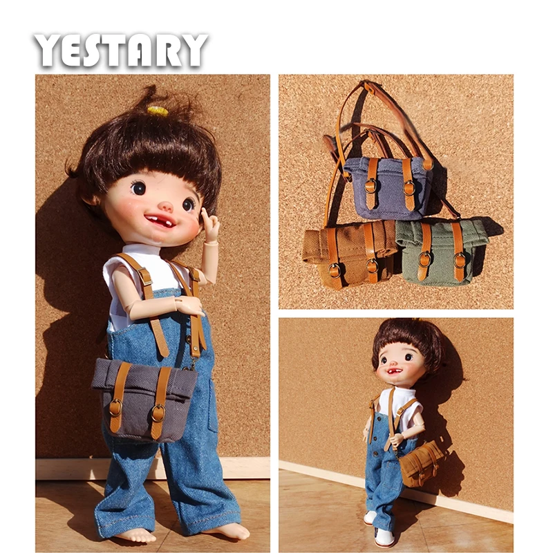 

YESTARY 1/6 BJD Doll Cute Linen Backpack For 20-30cm Doll Miniature Items Messenger Bag Doll Accesories Clothes For Blythe Dolls