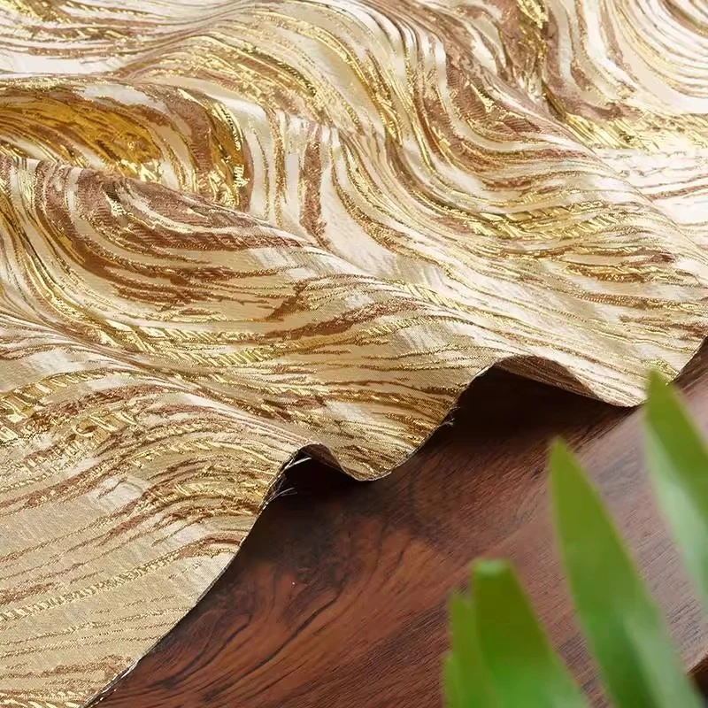 금박 물결 무늬 자카드 새틴 원단, 반짝이는 물결 무늬의 고급스러운 중국풍 원단