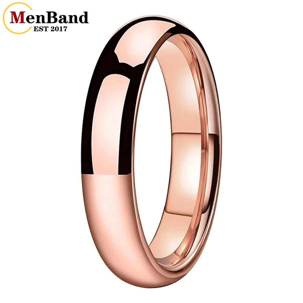 

MenBand Fashion 2-10MM Rose Gold-Color Dome High Polished Men Women Tungsten Carbide Wedding Band Rings Comfort Fit