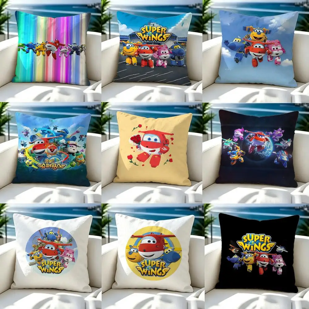 Animation Super Wings Cushion Cover Soft Pillow Cover Two‑Side Printing Throw Pillow Case for Sofa Pillowcase Home Decoration