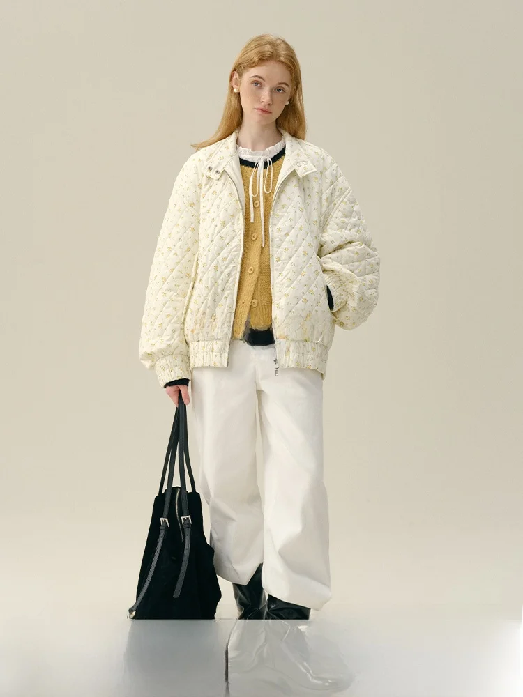 

Куртка Rina Berry с винтажным цветочным принтом, воротником-стойкой, приталенная, повседневная, из мягкого хлопка, зимняя верхняя одежда для женщин