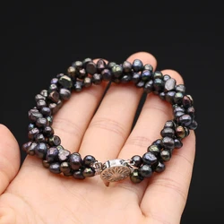 Fashion Creative Natural Pearl Triple Layer Bracelet with High Quality and Exquisite Women's Bracelet Jewelry