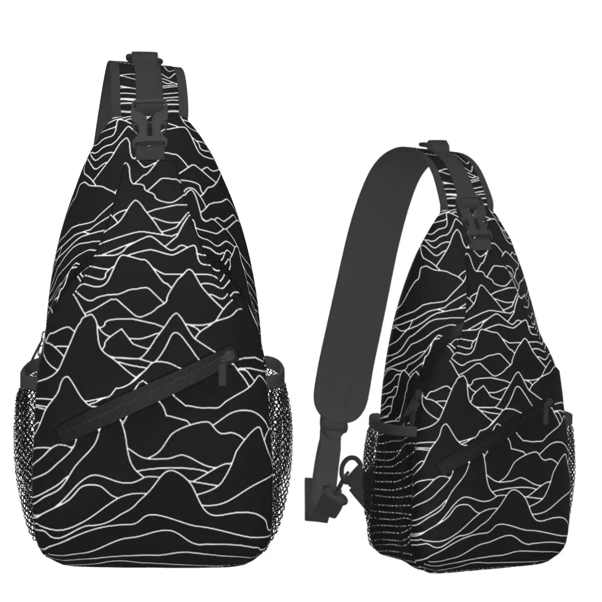 

Звуковая волна с графикой - черная нагрудная сумка, мужской рюкзак через плечо на слинге, нагрудная сумка, дорожный походный рюкзак, сумка на плечо